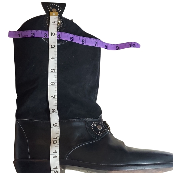 R. Martegani's Sun God Studded Black Leather with Decorative Ankle Strap Boots - Picture 12 of 15